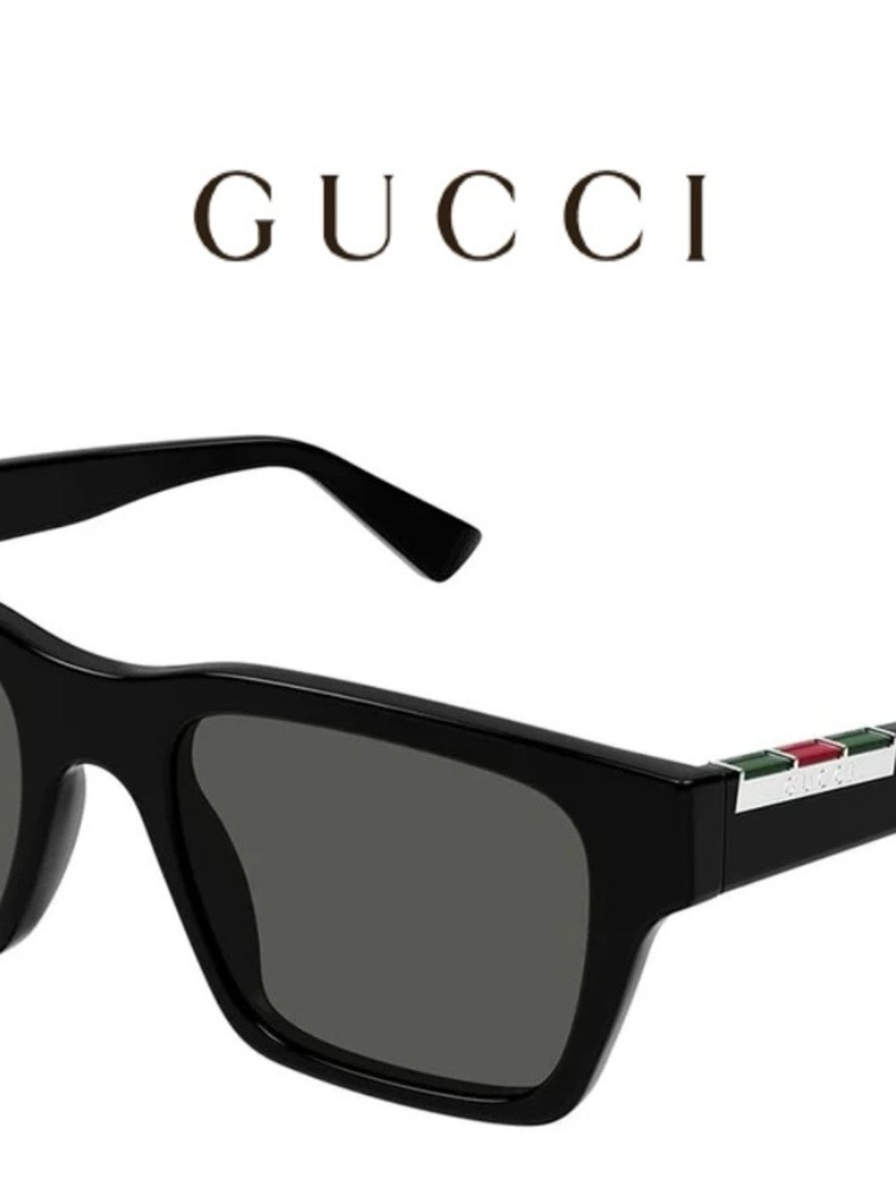 Gucci Black Sunglasses with Red & Green Temple Accents (Unisex-Men&Women)